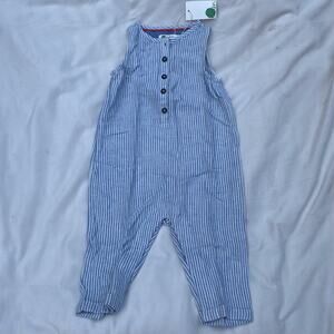 NEW Baby Boden Blue Ticking Seersucker Stripe Romper
